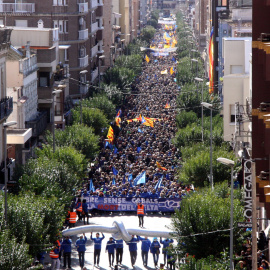 Una de les grans manifestacions en defensa del riu Ebre a Amposta. ACN