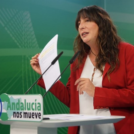 Loles López, secretaria general del PP-A, en rueda de prensa. EUROPA PRESS/Archivo