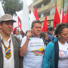 Huber Ballesteros en una manifestación en Colombia del Movimiento Social y Político Marcha Patriótica /Marcha Patriótica