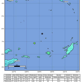 Una imagen del Servicio de Alerta Geológica de Estados Unidos muestra la localización de uno de los terremotos. (EFE)