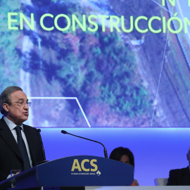 El presidente de ACS, Florentino Pérez, durante su intervención en la junta de accionistas de la compañía. EFE/Zipi