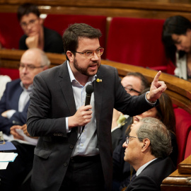 26/06/2019.- El vicepresidente del Govern y conseller de Economía, Pere Aragonès, durante la sesión de control en el Parlament.EFE/ Alejandro García