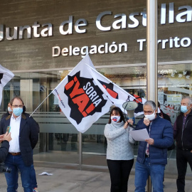 Concentración de la plataforma Soria ¡YA! para eviTar la marcha de los médicos, 17 de octubre de 2020.