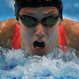 La nadadora española Mireia Belmonte durante las preliminares de 200m mariposa femeninos del Mundial de Natación que se disputa en Budapest (Hungría). EFE/Alberto Estévez