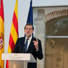 El presidente del Gobierno, Mariano Rajoy, el pasado jueves en la inauguración del Parador de Lleida. /EFE