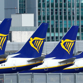 Aviones de Ryanair en el aeropuerto de Dublín.