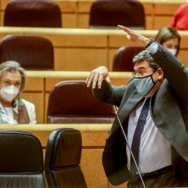 El ministro de Inclusión, Seguridad Social y Migraciones, José Luis Escrivá, interviene durante una sesión de control al Gobierno en el Senado, a 2 de noviembre de 2021, en Madrid.- Ricardo Rubio / Europa Press