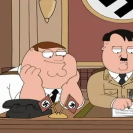 Peter Griffin mira con admiración a Adolf Hitler en 'Padre de familia'.