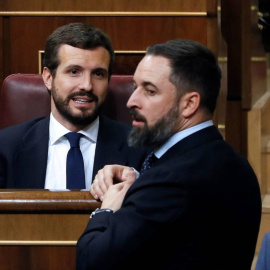 Pablo Casado y Santiago Abascal en el Congreso.- EFE / Archivo