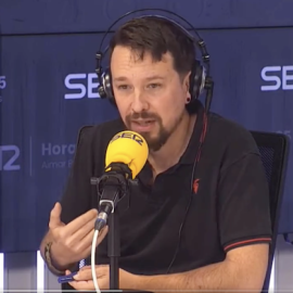 Pablo Iglesias durante su alocución en 'El ágora de Hora 25'.