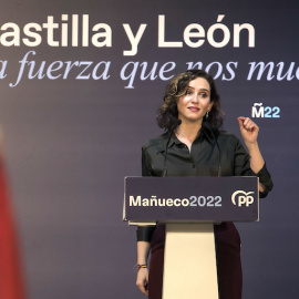 La presidenta de la Comunidad de Madrid, Isabel Díaz Ayuso en un acto de campaña electoral, a 4 de febrero de 2022, en Burgos, Castilla y León.-
Tomás Alonso / EP