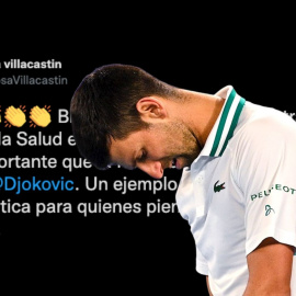 Imagen combinada de Djokovic y un tuit de Rosa Villacastín. — EFE