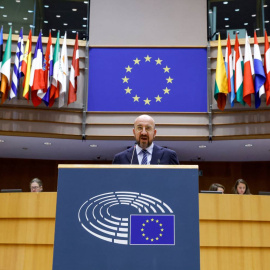 El presidente del Consejo Europeo, Charles Michel, durante una sesión plenaria en el Parlamento Europeo el 9 de noviembre de 2022.