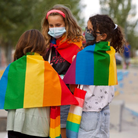 Ikusgune, el Observatorio contra la LGTBIfobia, ha organizado este jueves en Vitoria un acto de apoyo a la niña de 12 años ha sufrido en dos ocasiones acoso por parte de un grupo de menores por llevar una bolsa con los colores del arco iris.