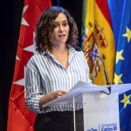 La presidenta de la Comunidad de Madrid, Isabel Diaz Ayuso, durante el acto de apertura del curso academico 2021 - 2022 de las universidades de Madrid.