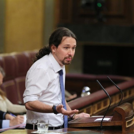 El líder de Podemos, Pablo Iglesias, en el Congreso / EUROPA PRESS