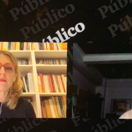 Mª Eugenia Rodríguez Palop i l'escriptora, professora i activista feminista, Silvia Federici. Públic