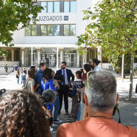 El presidente de Iustitia Europea, Luis María Pardo, a su salida de los juzgados de Plaza de Castilla tras declarar contra Begoña Gómez en calidad de acusación popular, a 9 de septiembre de 2024.