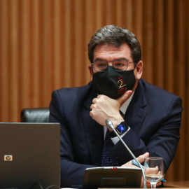 28/01/2021.- El ministro de Inclusión, Seguridad Social y Migraciones, José Luis Escrivá, durante su comparecencia en la Comisión de Trabajo, Inclusión, Seguridad Social y Migraciones en el Congreso. Ricardo Rubio / Europa Press