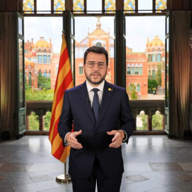 Pere Aragonès, durant el seu missatge instucional per la Diada Nacional de Catalunya d'aquest 2021.