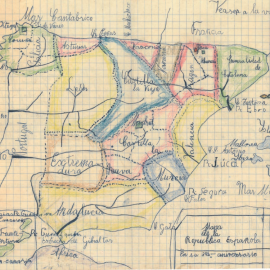 25/11/22 Mapa político de España en los cuadernos escolares de Antonio Rial, alumno de Bernardo Mato, en 1933.