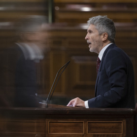 El ministro del Interior, Fernando Grande-Marlaska en la tribuna del Congreso de los Diputados, durante el debate sobre las partidas presupuestarias  para 2023. EFE/ Fernando Villar