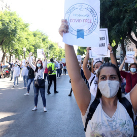 Concentració de treballadores del sector de l'estètica a Tarragona el mes passat.