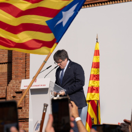 El expresident de Catalunya, Carles Puigdemont, durante el acto que protagonizó el 8 de agosto en Barcelona.