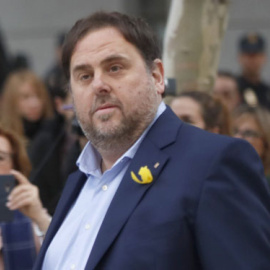 Oriol Junqueras, a su llegada a la Audiencia Nacional. / EFE