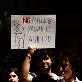 Manifestación por la dificultad de encontrar una vivienda para alquilar en la ciudad, a 29 de junio de 2024 en Málaga (Andalucía, España).