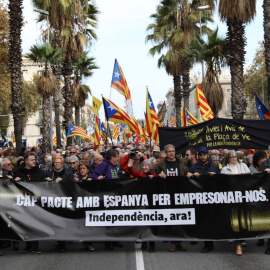 La capçalera de la manifestació d'aquest dimarts, organitzada per l'ANC