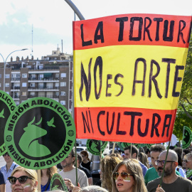 El Partido Animalista Con el Medio Ambiente (Pacma) ha reunido este sábado a cientos de personas en Las Ventas de Madrid para pedir la abolición de la tauromaquia, a 21 de septiembre de 2024.