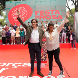 22/09/2024 - Salvador Illa i l'alcaldessa de Gavà, Gemma Badia, a la Festa de la Rosa del PSC.