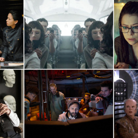 De izq. a der,y de arriba a abajo, imágenes de las series 'Battlestar Galactica', 'Black Mirror','Orphan Black', 'Westworld', 'The Expanse', y 'Babylon'.