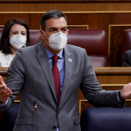 24/03/2021.- El presidente del Gobierno, Pedro Sánchez durante la sesión de control al Gobierno este miércoles en el Congreso. EFE/Chema Moya