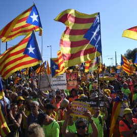 Milers d'independentistes s'han concentrat aquest dimarts a Estrasburg davant del Parlament Europeu. EFE / PATRICK SEEGER