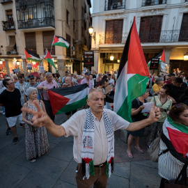 Concentración propalestina ante el Ministerio de Asuntos Exteriores, a 10 de agosto de 2024, en Madrid.