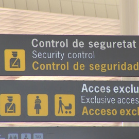 Indicador de un puesto de control de pasajeros en un aeropuerto. E.P.