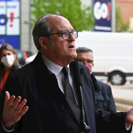 09/04/2021. El candidato socialista a la presidencia de la Comunidad de Madrid, Ángel Gabilondo, durante un acto electoral celebrado en Arganda del Rey, en Madrid. - EFE