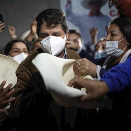 El candidato a la presidencia de Perú Pedro Castillo, del partido Perú Libre este domingo 11 de abril de 2021.