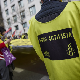 Manifestación convocada por Amnistía Internacional en contra de la 'ley mordaza',