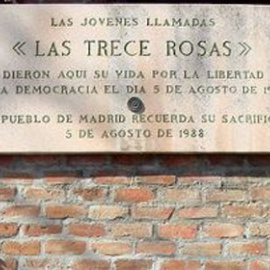 Placa conmemorativa del fusilamiento hace 75 años de Las 13 Rosas.