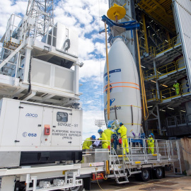 Preparativos para el lanzamiento del satélite español Seosat-Ingenio en el Puerto Espacial de Kurú, Guayana Francesa (Francia).