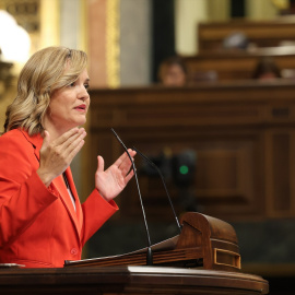 La ministra de Educación y Deportes, y portavoz del Gobierno, Pilar Alegría, durante una intervención en el Congreso.