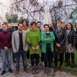 Teresa Rodríguez, junto con sus compañeros de Adelante.