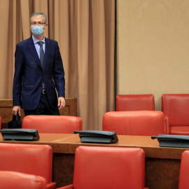 El gobernador del Banco de España, Pablo Hernández de Cos, en una comparecencia en el Congreso de los Diputados. EFE/ Fernando Alvarado