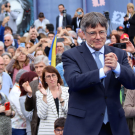 Carles Puigdemont en l'acte públic a Elna.