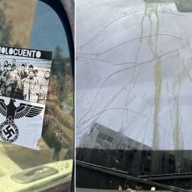 El coche de Mónica García ha amanecido con una pegatina nazi y los cristales rotos.