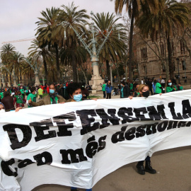 Una manifestació de la PAH a tocar d'Arc de Triomf.