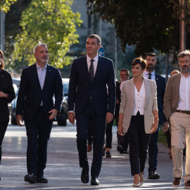 Pedro Sánchez, junto a la ministra de Vivienda Isabel Rodríguez y el alcalde de Barcelona, Jaume Collboni el pasado lunes.